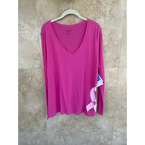 Columbia Tee Shirt Tested Tough XL Pink Long Sleeve NWT Breast Cancer Ribbon - Picture 2 of 10